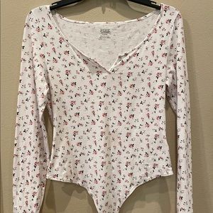 Victoria’s Secret PINK White Floral Bodysuit